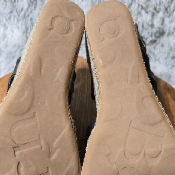 Born Alaina Womens 8M/39 Platform Wedge Black Leather Ankle Strap Buckle Sandal - Picture 10 of 11